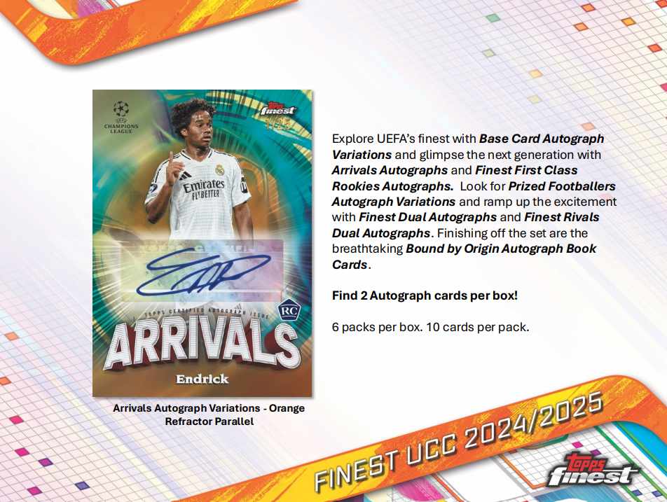 2024-25 Topps Finest UEFA Club Competitions Hobby Box