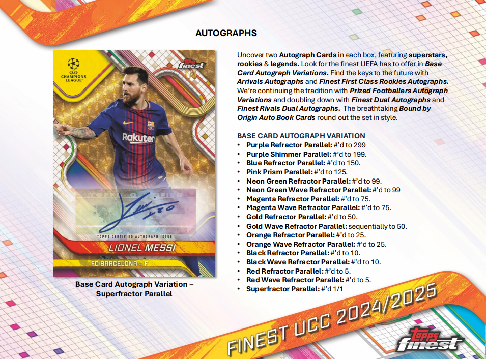 2024-25 Topps Finest UEFA Club Competitions Hobby Box