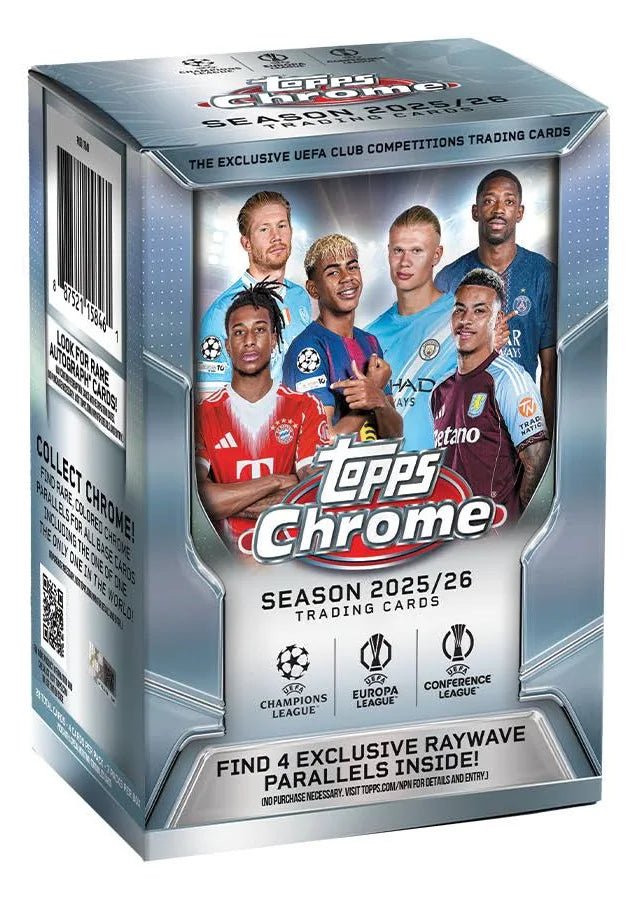 2025-26 Topps Chrome UEFA Club Competitions Value Box Impact Sports Cards 2025-26 Topps Chrome UEFA Club Competitions Value Box Impact Sports Cards