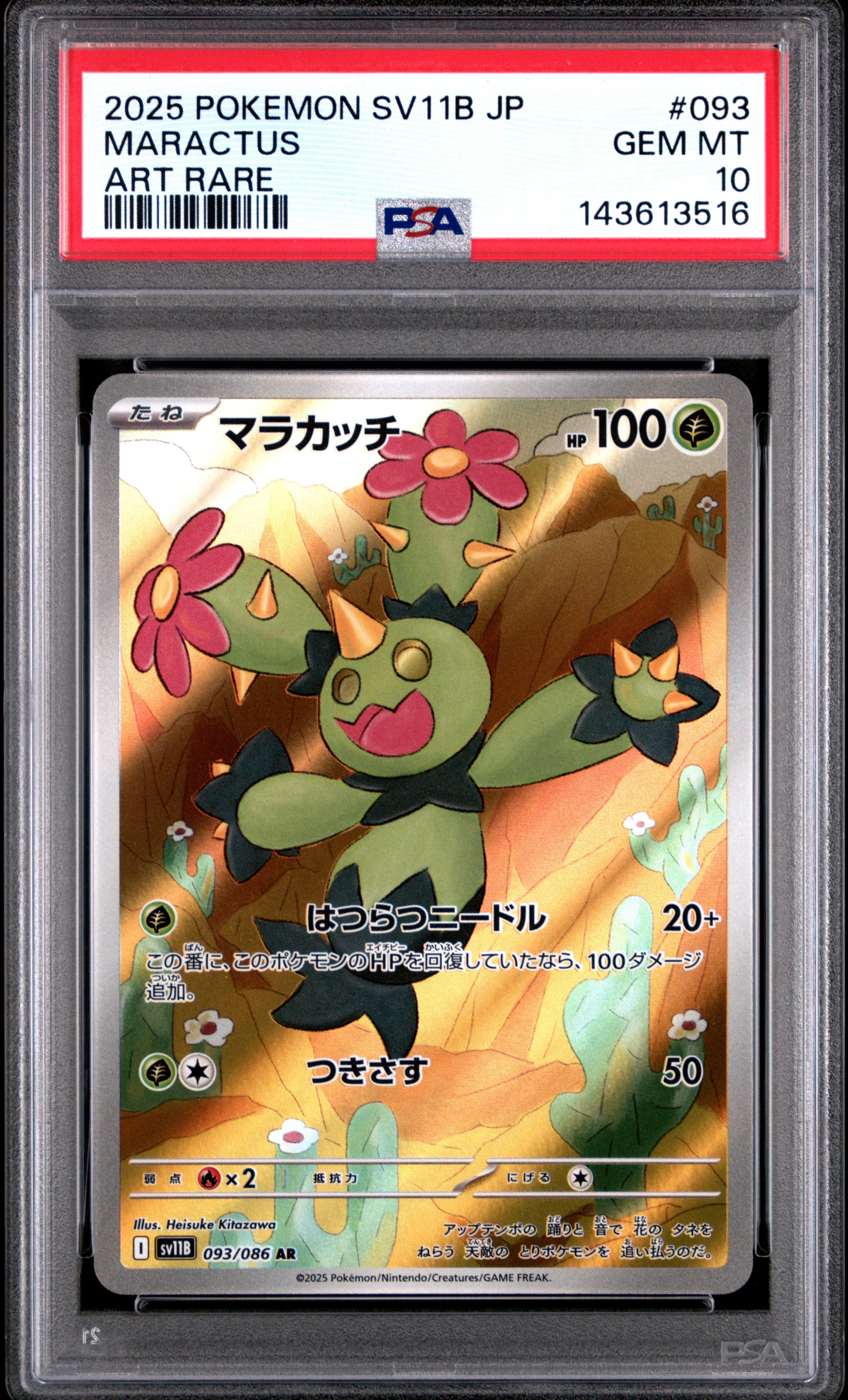 2025 Pokemon Japanese Sv11B-Black Bolt 093 Maractus Art Rare PSA 10 Impact Sports Cards 2025 Pokemon Japanese Sv11B-Black Bolt 093 Maractus Art Rare PSA 10 Impact Sports Cards