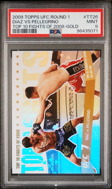 2009 Topps UFC Round 1 Diaz vs Pelligrino /88 Top 10 Fights of 2008 Gold #TT26 PSA 9
