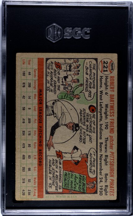 1956 Topps Bob Friend #221 SGC 3