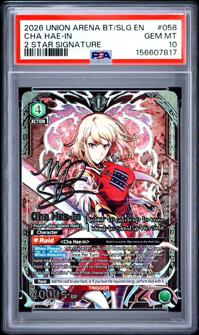 2026 Union Arena Solo Leveling Cha Hae-In 2 Star Signature #058 PSA 10
