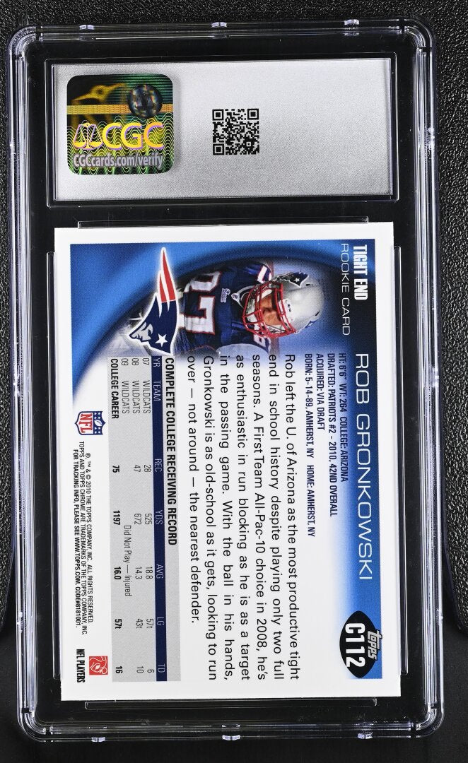 2010 Chrome Rob Gronkowski RC #C112 CGC 10