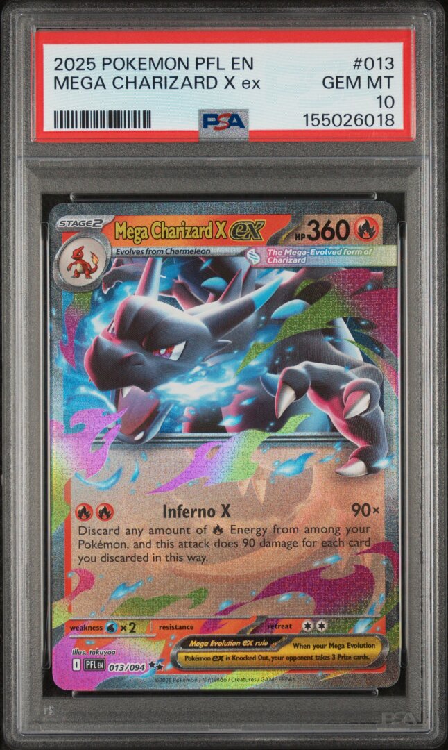 2025 Pokemon Phantasmal Flames Mega Charizard X Ex PSA 10 #013
