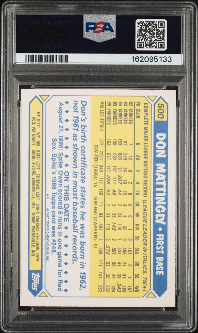 1987 Topps Tiffany Don Mattingly PSA 9 #500