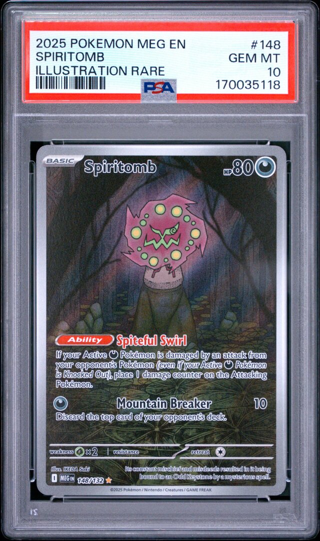 2025 Pokemon Meg En-Mega Evolution Spiritomb Illustration Rare PSA 10 #148