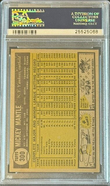 1961 Topps #300 Mickey Mantle PSA 4