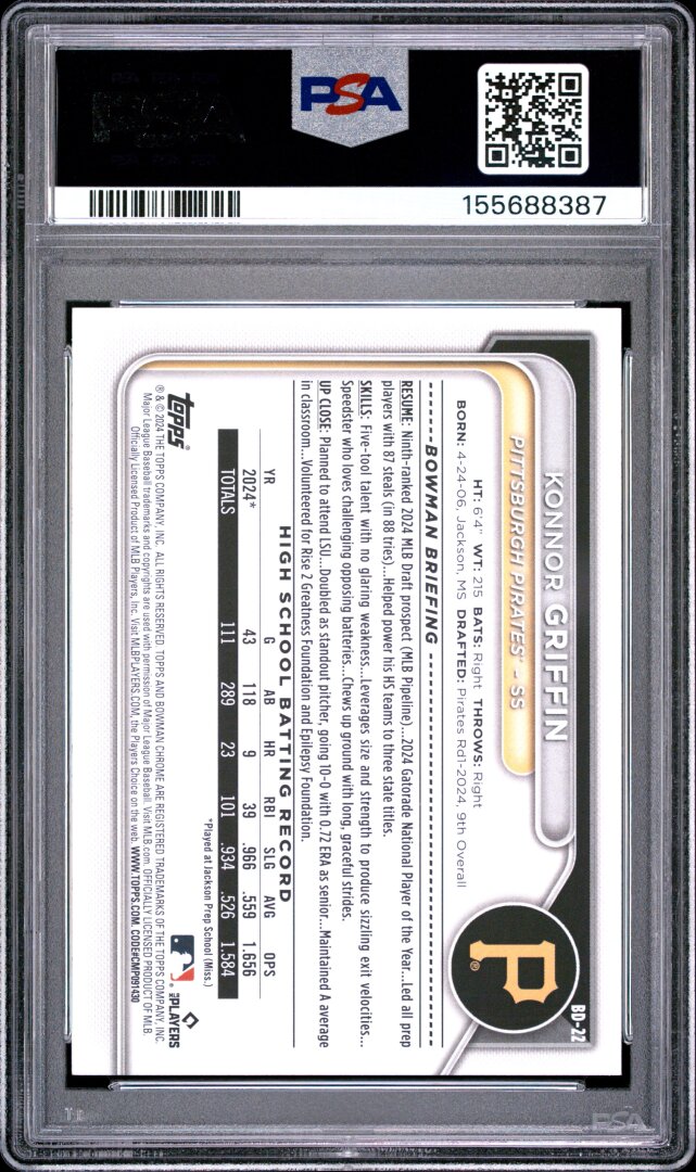 2024 Bowman Draft Konnor Griffin PSA 10 #BD22