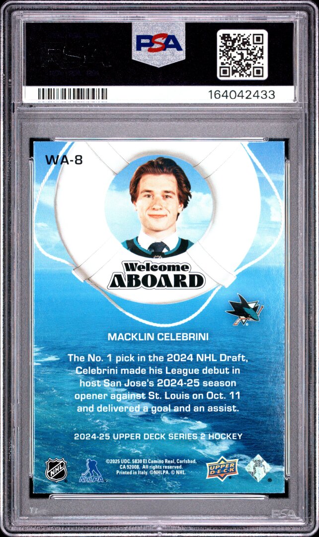 2024 Upper Deck Welcome Aboard Macklin Celebrini PSA 8 #WA8