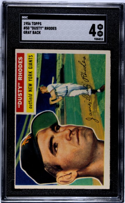 1956 Topps #50 Dusty Rhodes Gray Back SGC 4