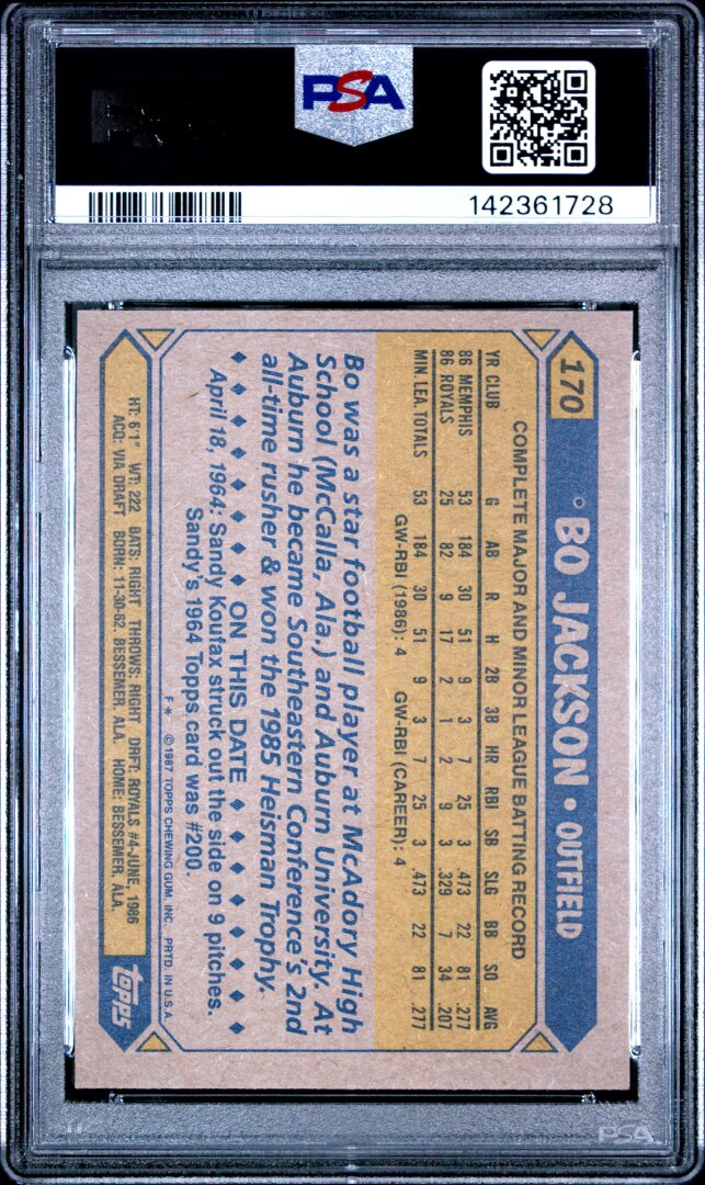 1987 Topps Bo Jackson Future Stars PSA 9 #170