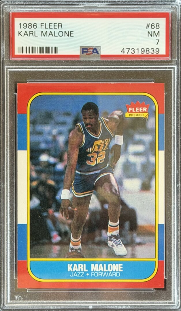 1986 Fleer Karl Malone RC PSA 7 #68