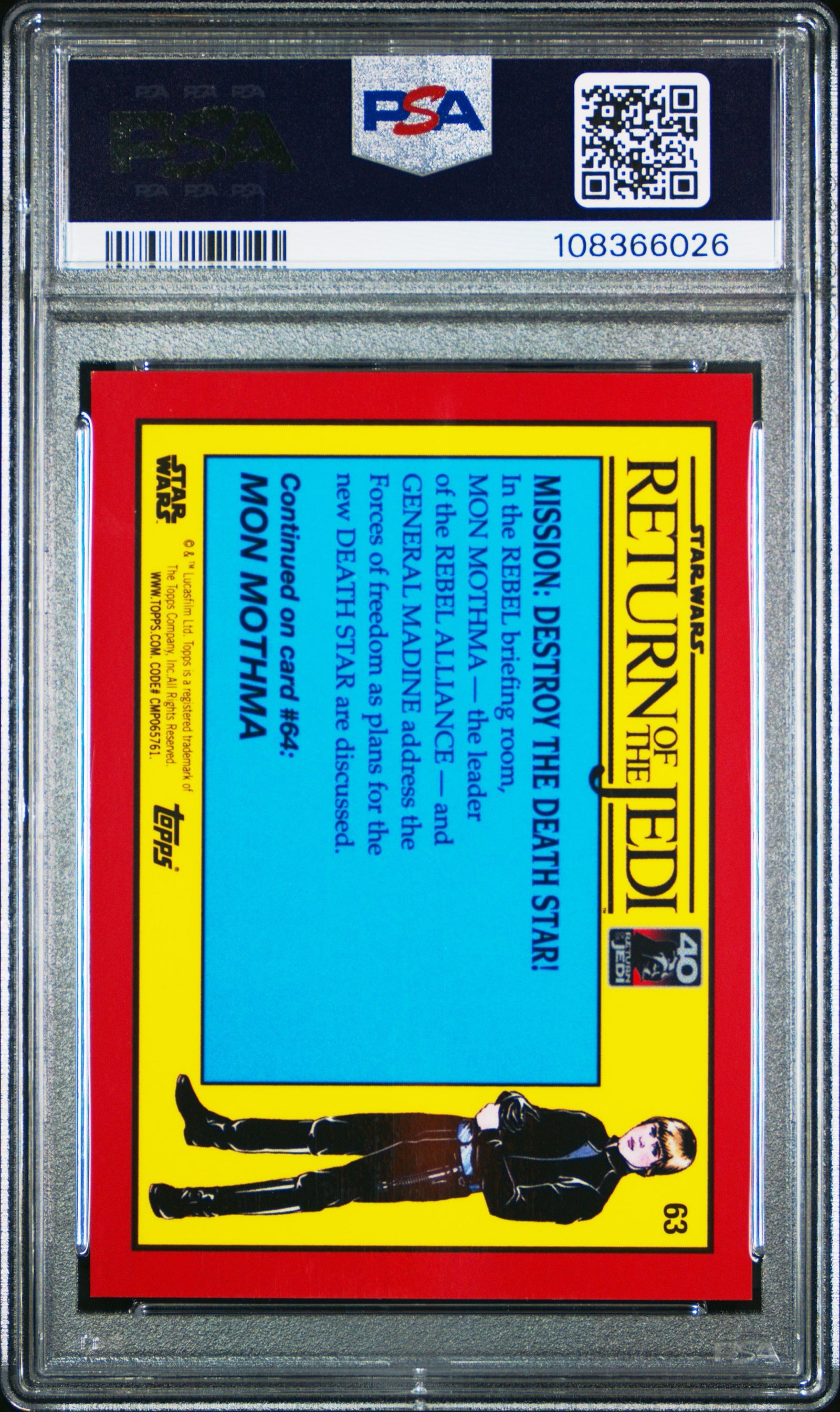 2023 Topps Return of Jedi Sapphire Destroy Death Star Aqua #63 PSA 8
