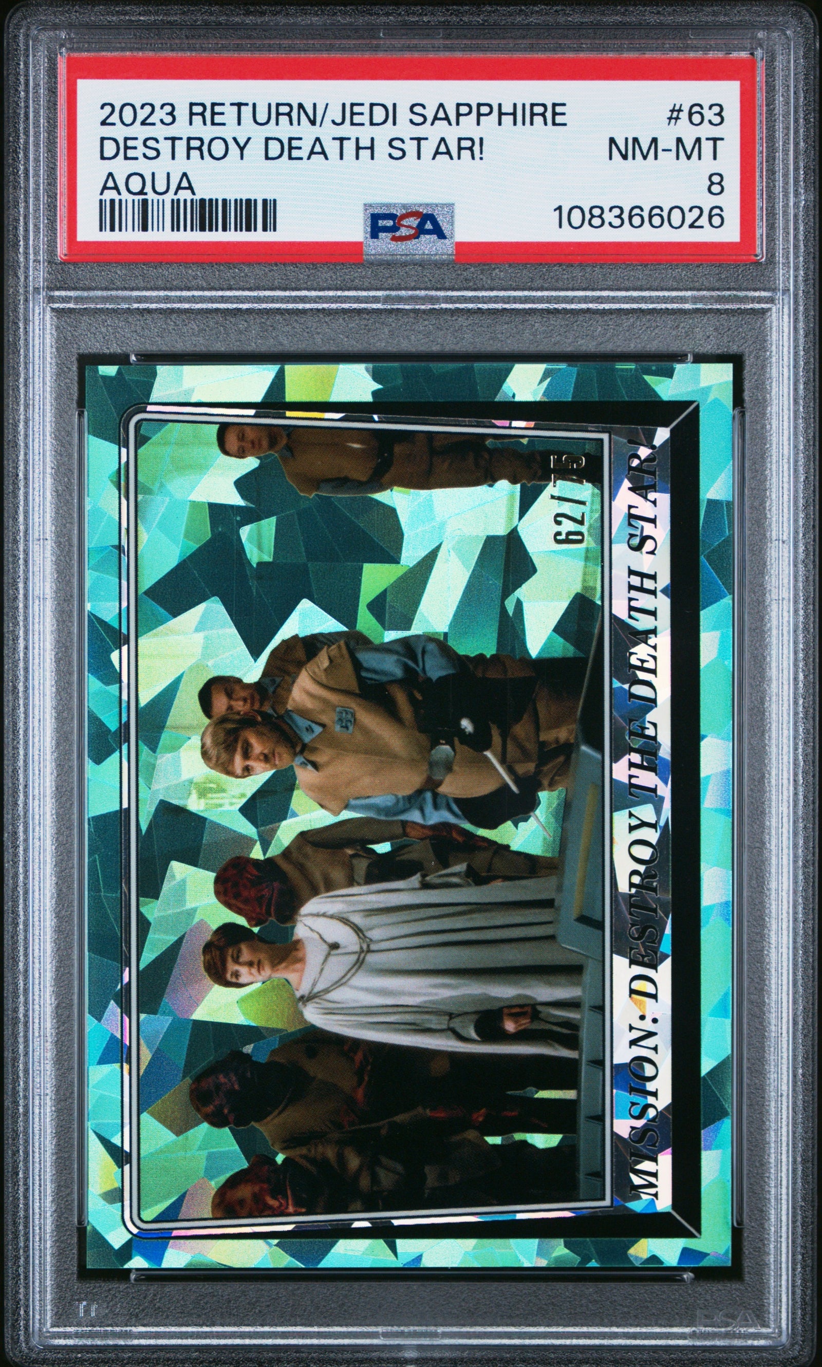 2023 Topps Return of Jedi Sapphire Destroy Death Star Aqua #63 PSA 8