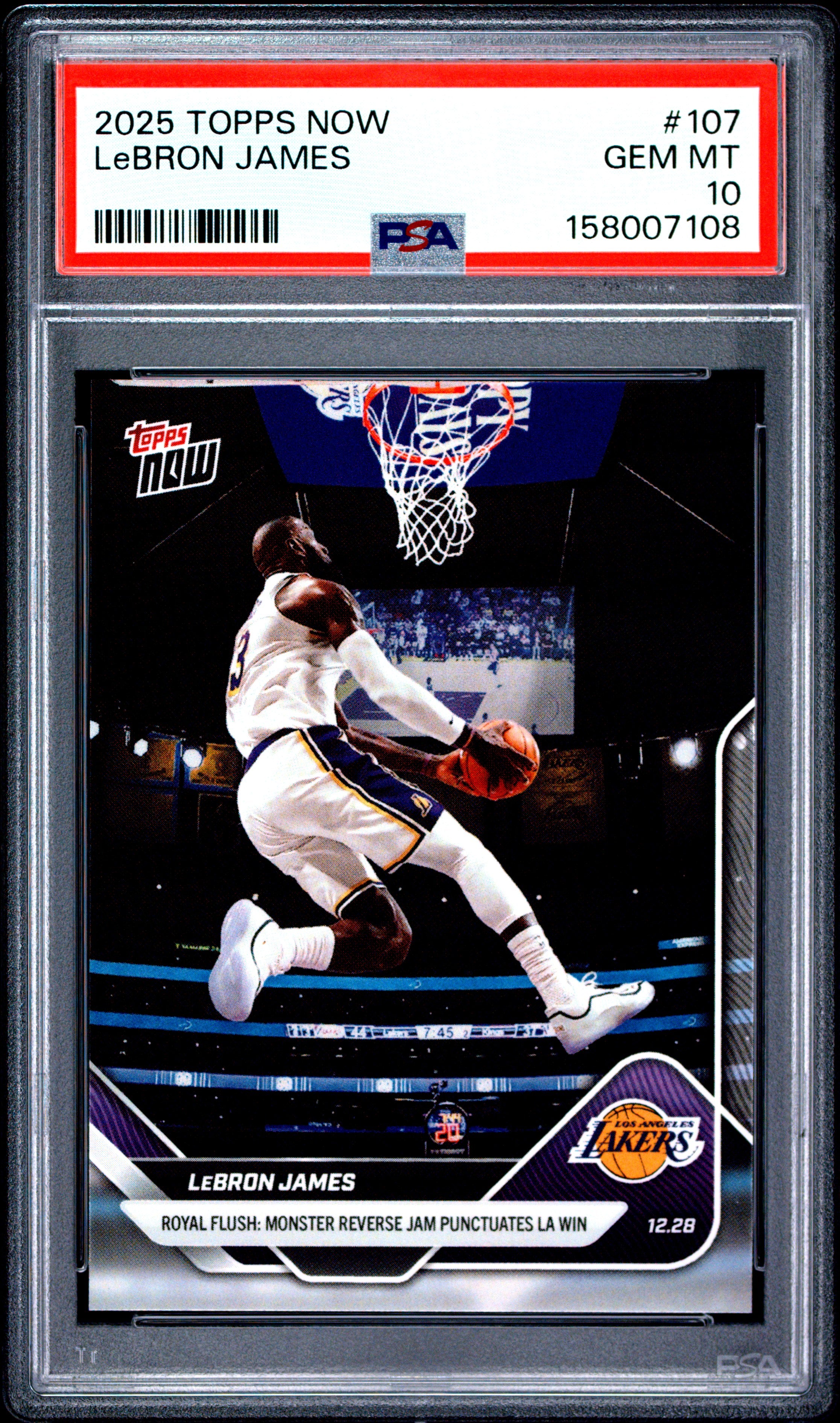 2025 TOPPS NOW 107 LeBRON JAMES PSA 10 - front