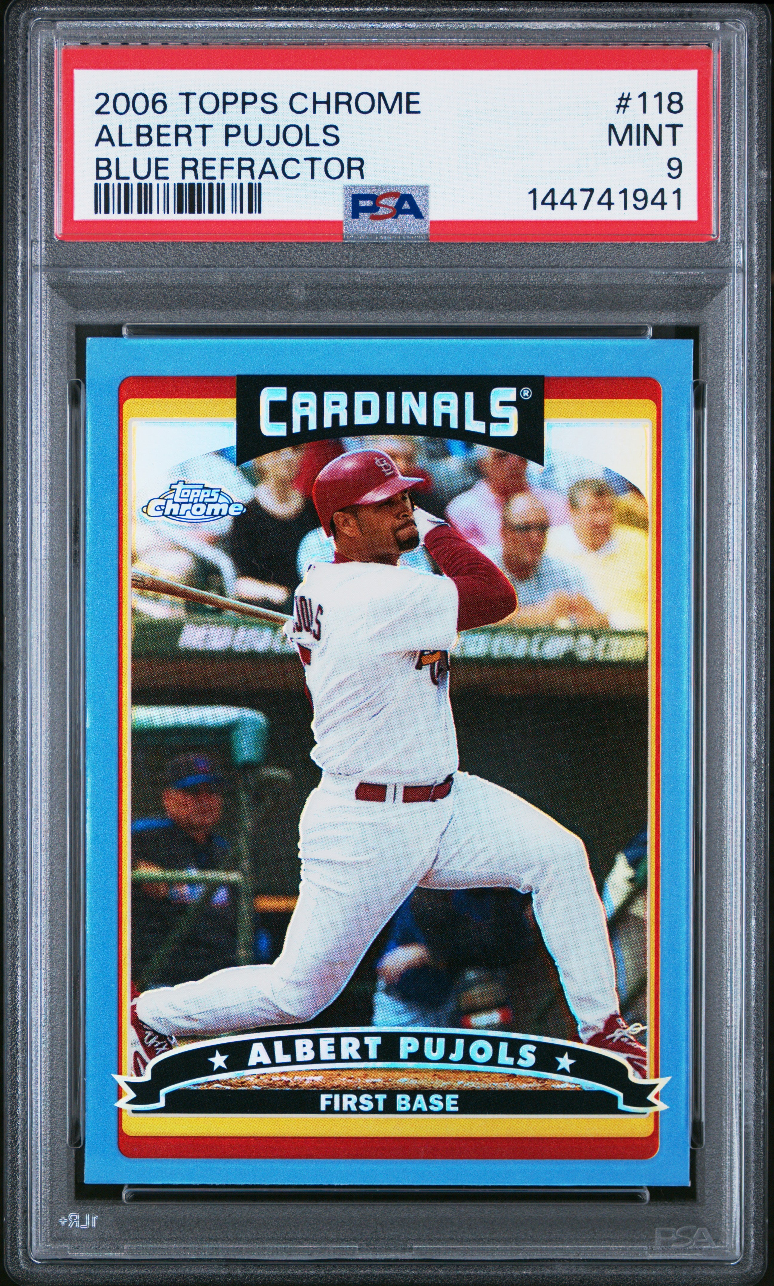 2006 Topps Chrome 118 Albert Pujols Blue Refractor PSA 9