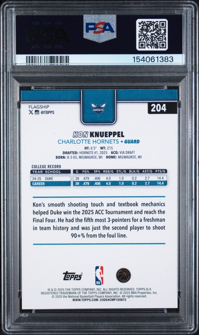 2025 Topps Kon Knueppel RC PSA 7 #204