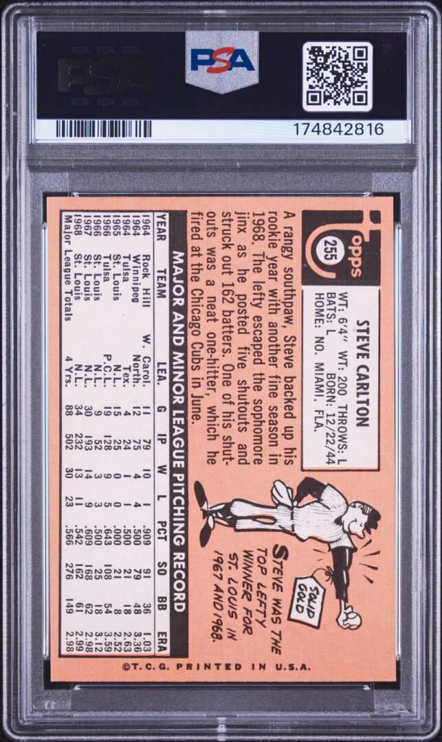 1969 Topps Steve Carlton PSA 5 #255