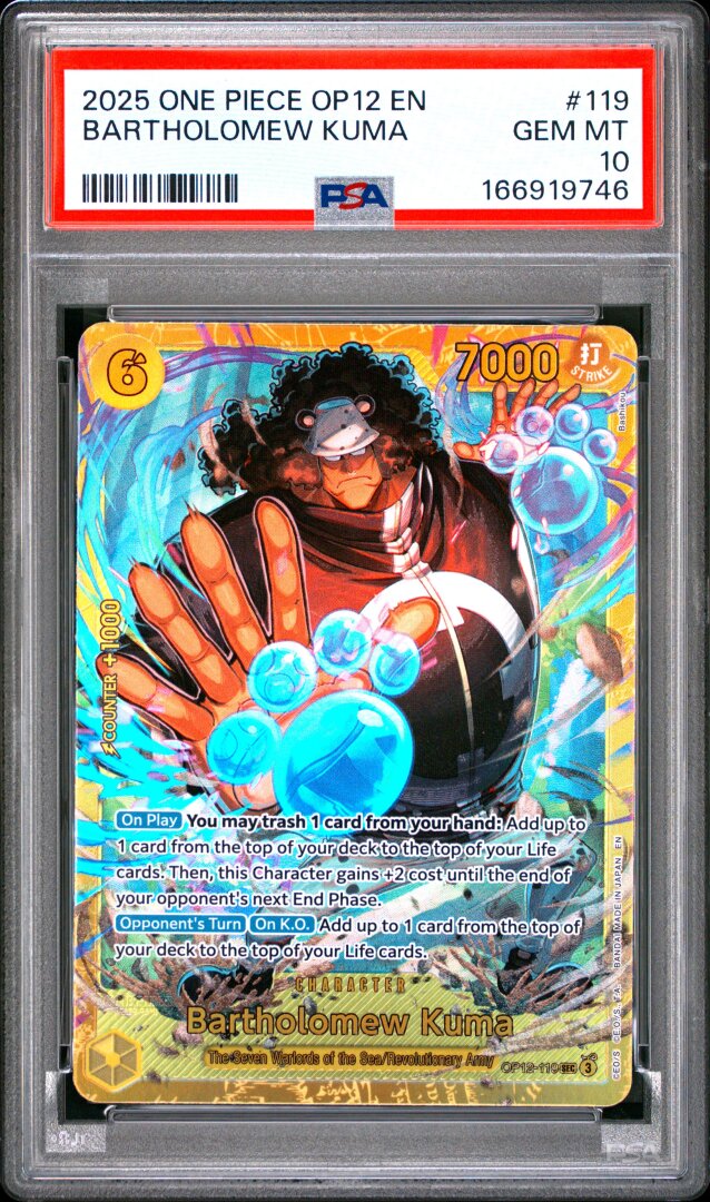 2025 One Piece Op12-Legacy Of The Master Bartholomew Kuma PSA 10 #119
