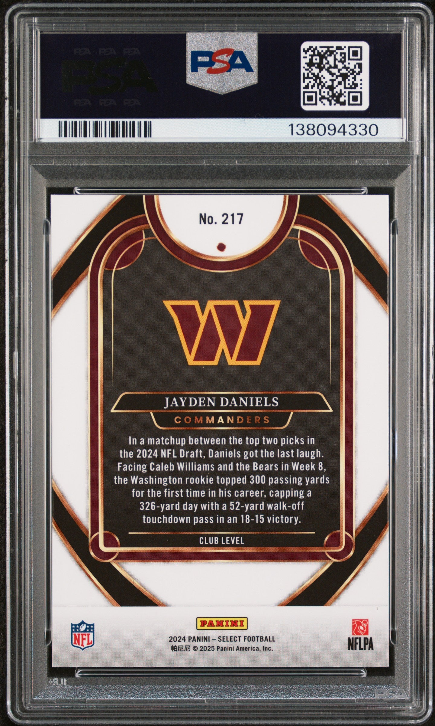 2024 Panini Select 217 Jayden Daniels PSA 9