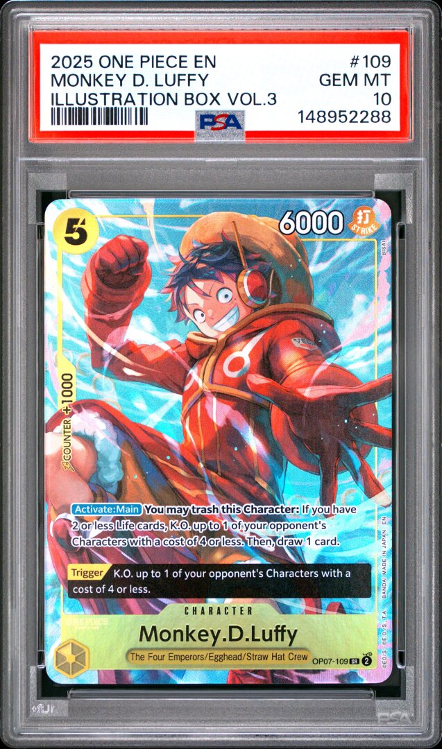 2025 One Piece Promos Monkey D. Luffy Illustration Box Vol.3 PSA 10 #109