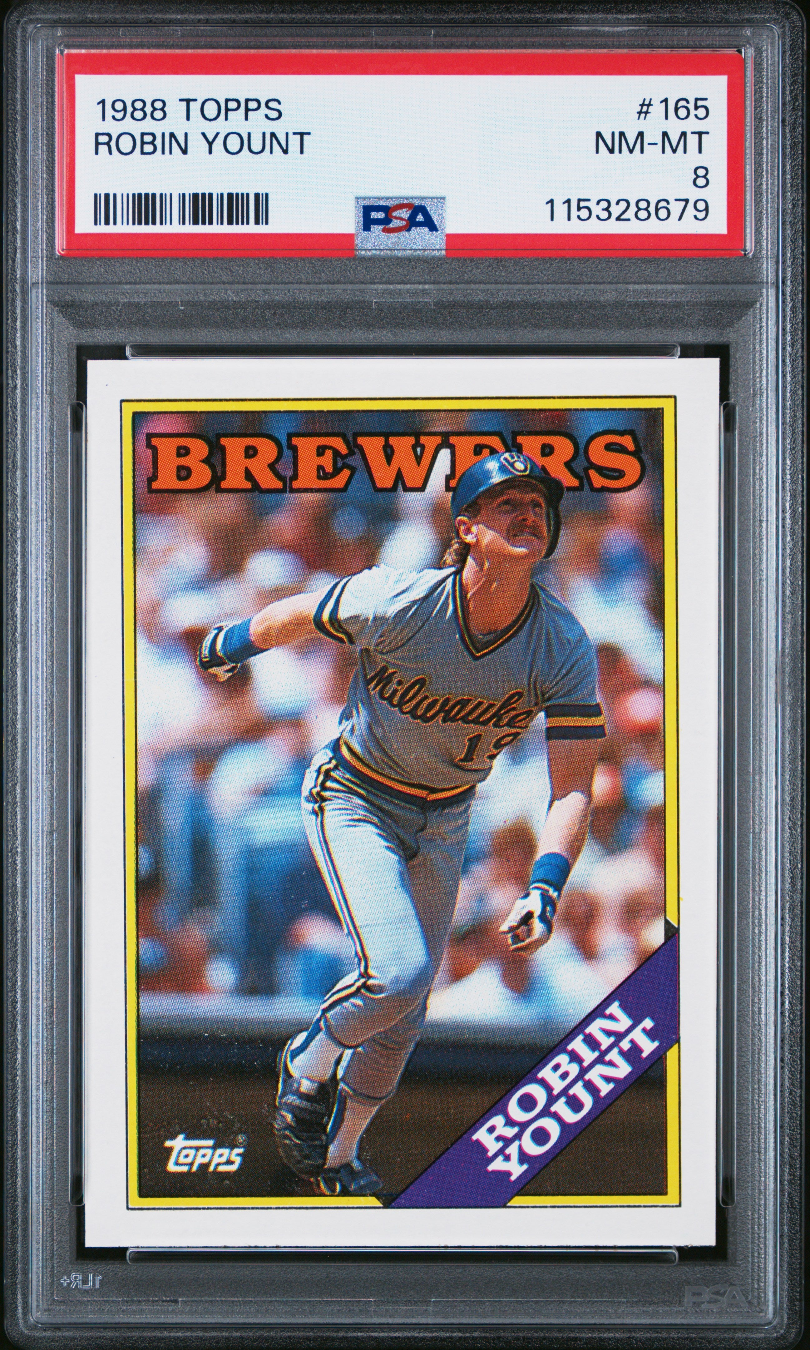 1988 TOPPS 165 ROBIN YOUNT PSA 8 - front