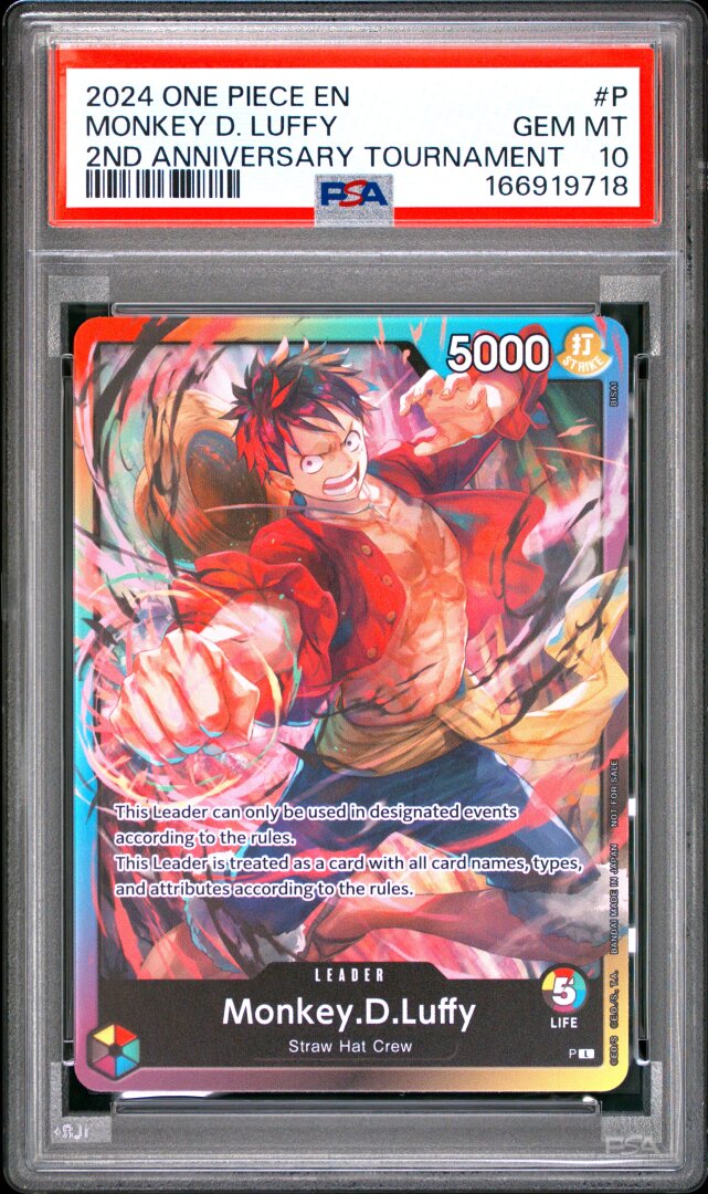 2024 One Piece Promos Monkey D. Luffy 2nd Anniversary Tournament PSA 10 #P