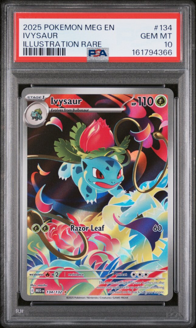 2025 Pokemon Meg En-Mega Evolution Ivysaur Illustration Rare PSA 10 #134