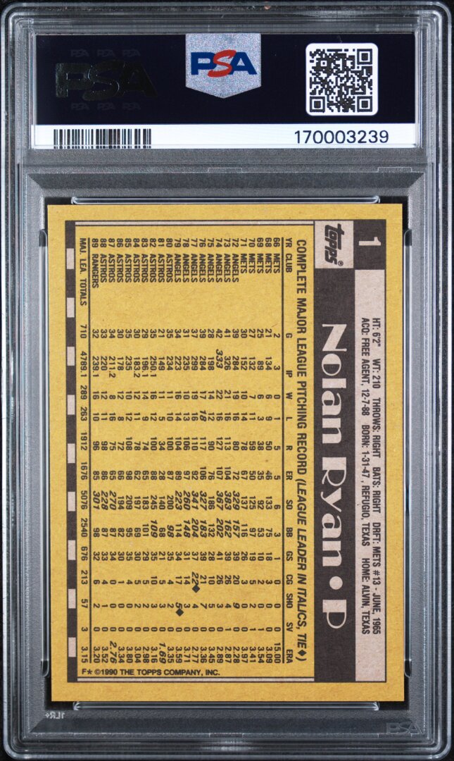1990 Topps Nolan Ryan PSA 9 #1