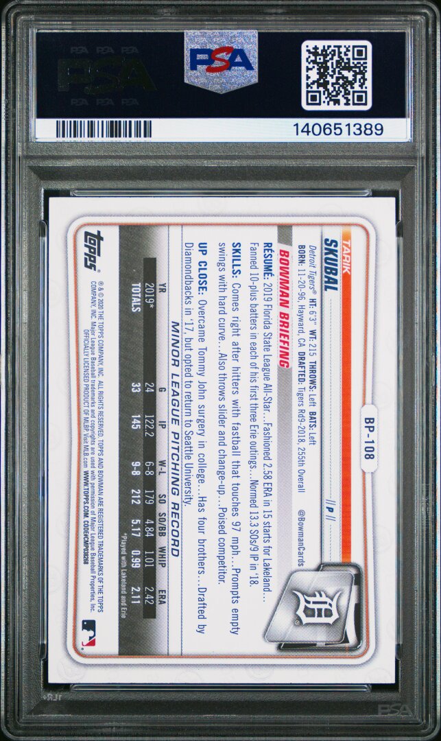 2020 Bowman Tarik Skubal Paper Prospects #BP108 PSA 10
