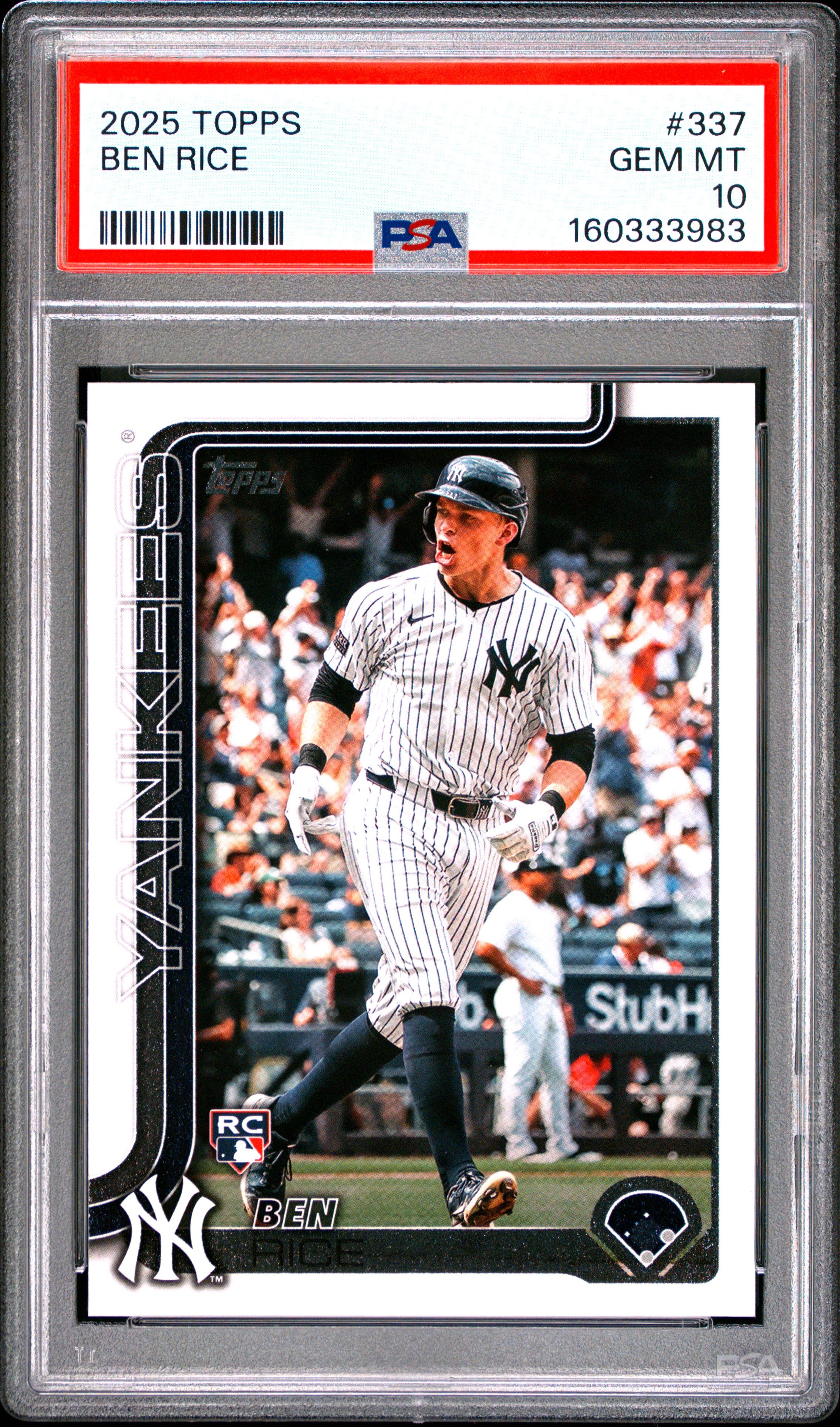 2025 TOPPS 337 BEN RICE PSA 10 - front