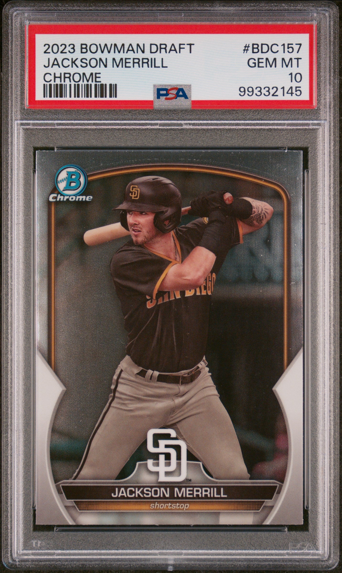 2023 BOWMAN DRAFT BDC157 JACKSON MERRILL CHROME PSA 10 - front