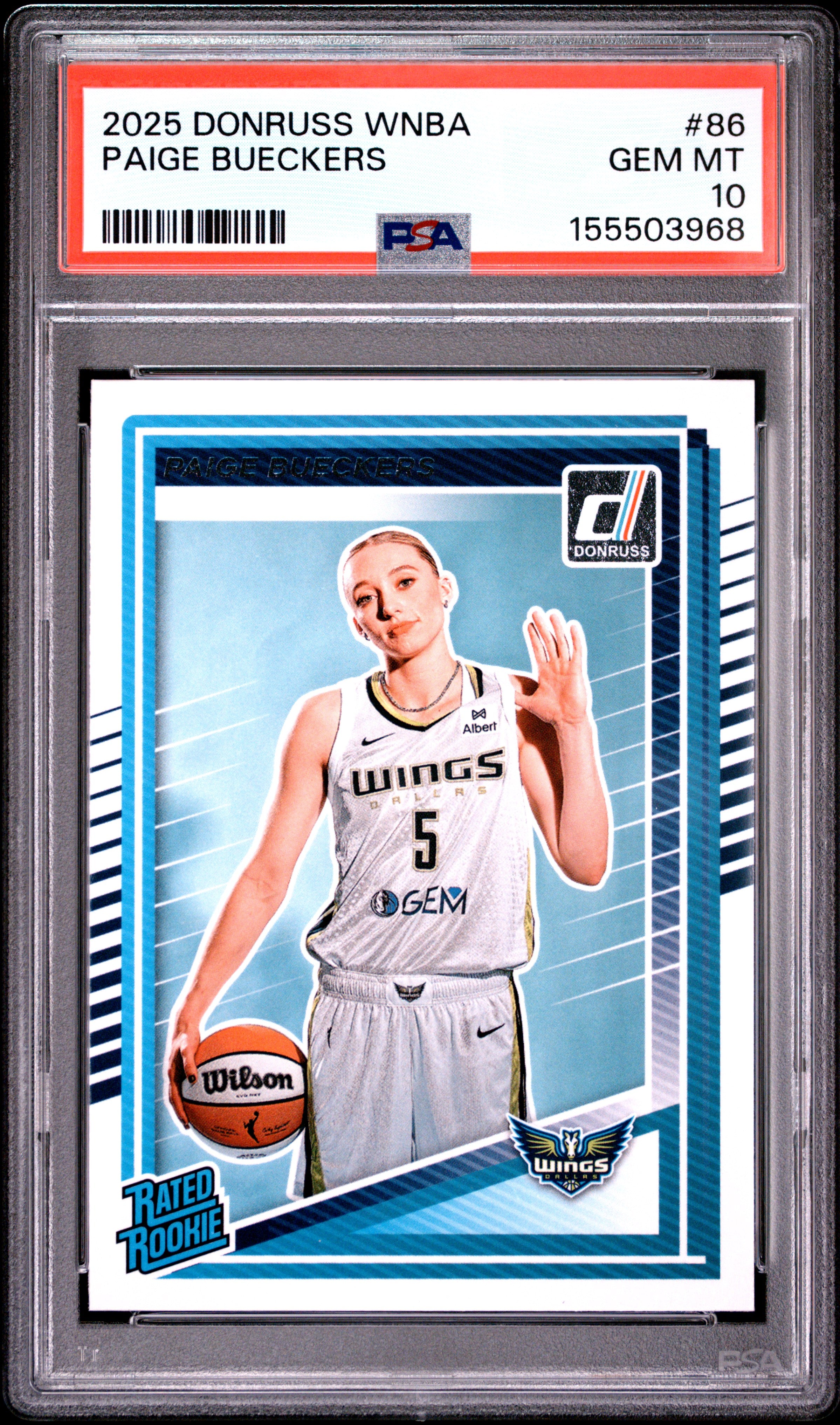 2025 PANINI DONRUSS WNBA 86 PAIGE BUECKERS PSA 10 - front