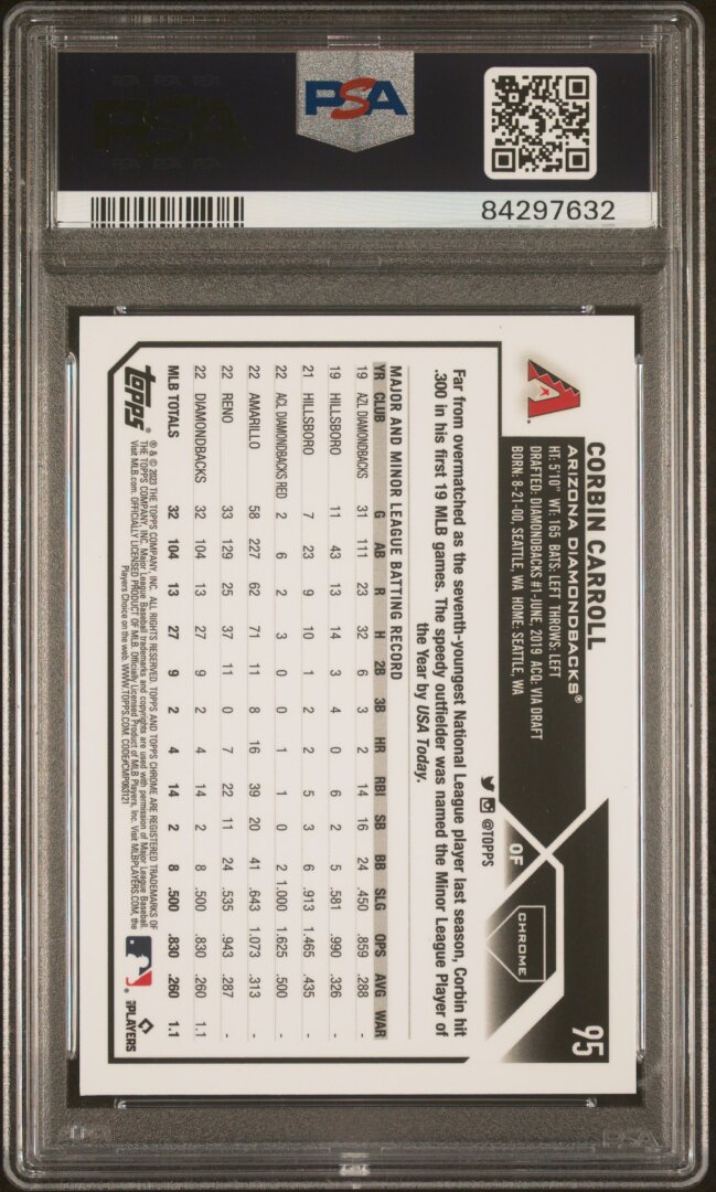 2023 Topps Chrome Corbin Carroll Purple Speckle Refractor PSA 10 #95