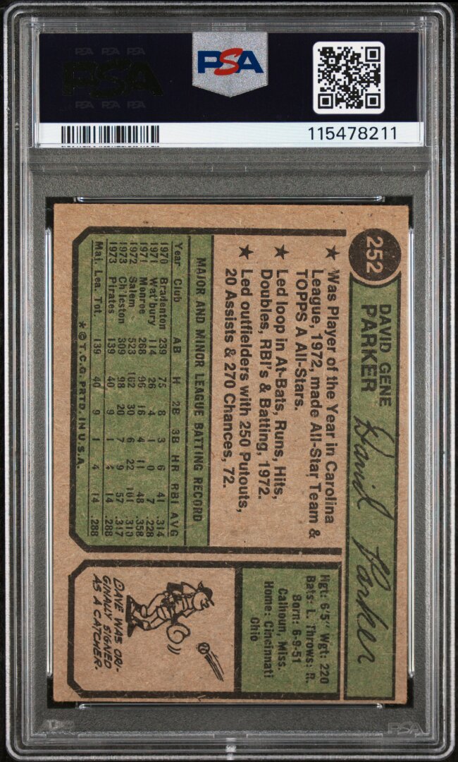 1974 Topps #252 Dave Parker PSA 4