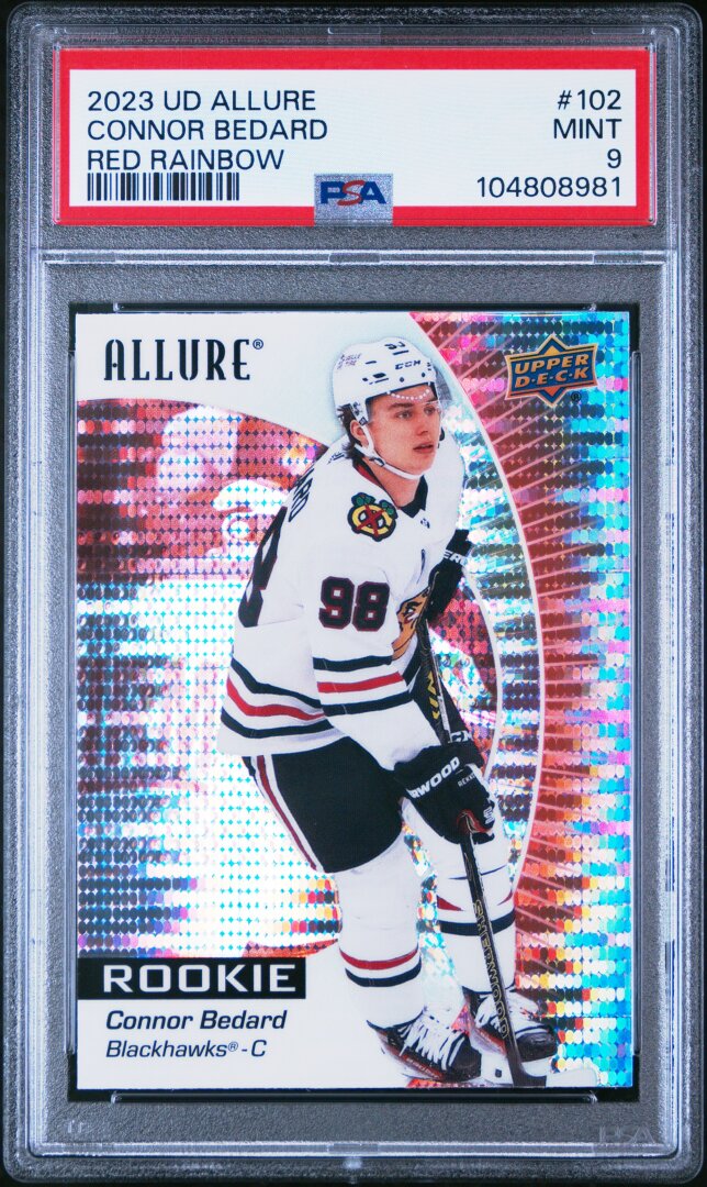 2023 Upper Deck Allure Connor Bedard Red Rainbow PSA 9 #102