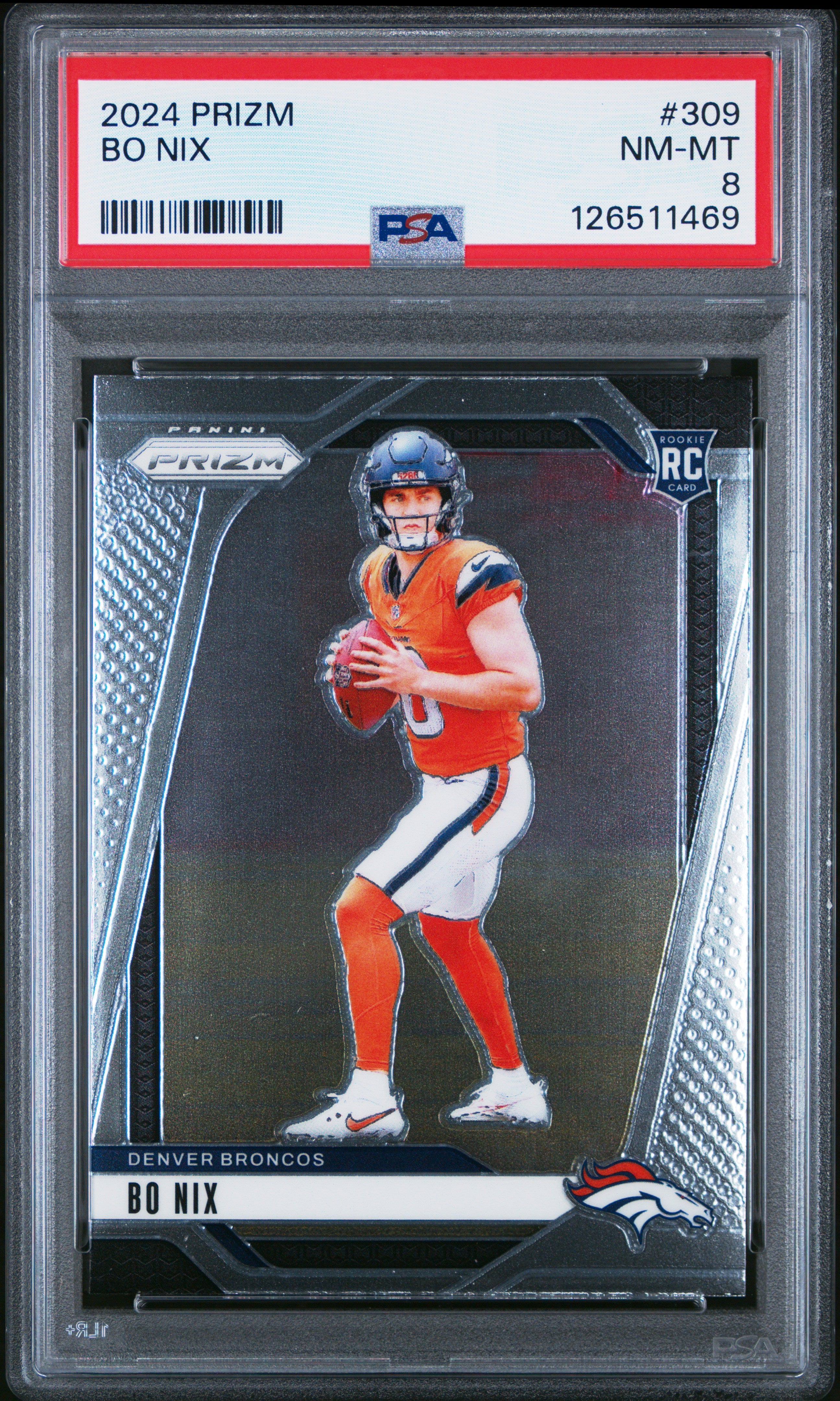 2024 Panini Prizm Bo Nix RC #309 PSA 8