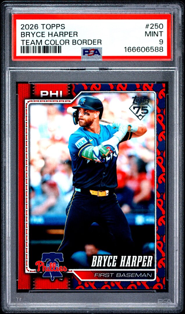 2026 Topps #250 Bryce Harper Team Color Border PSA 9