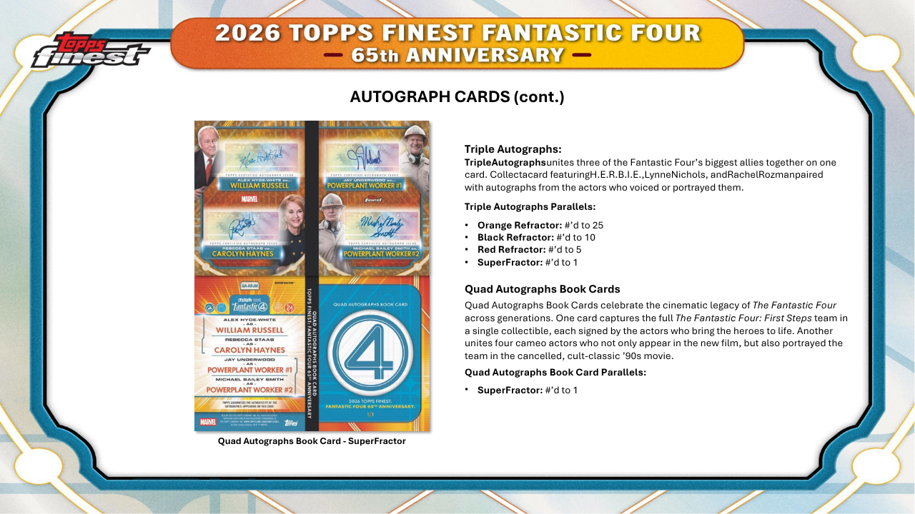 2026 Topps Marvel Finest Fantastic Four Hobby Box