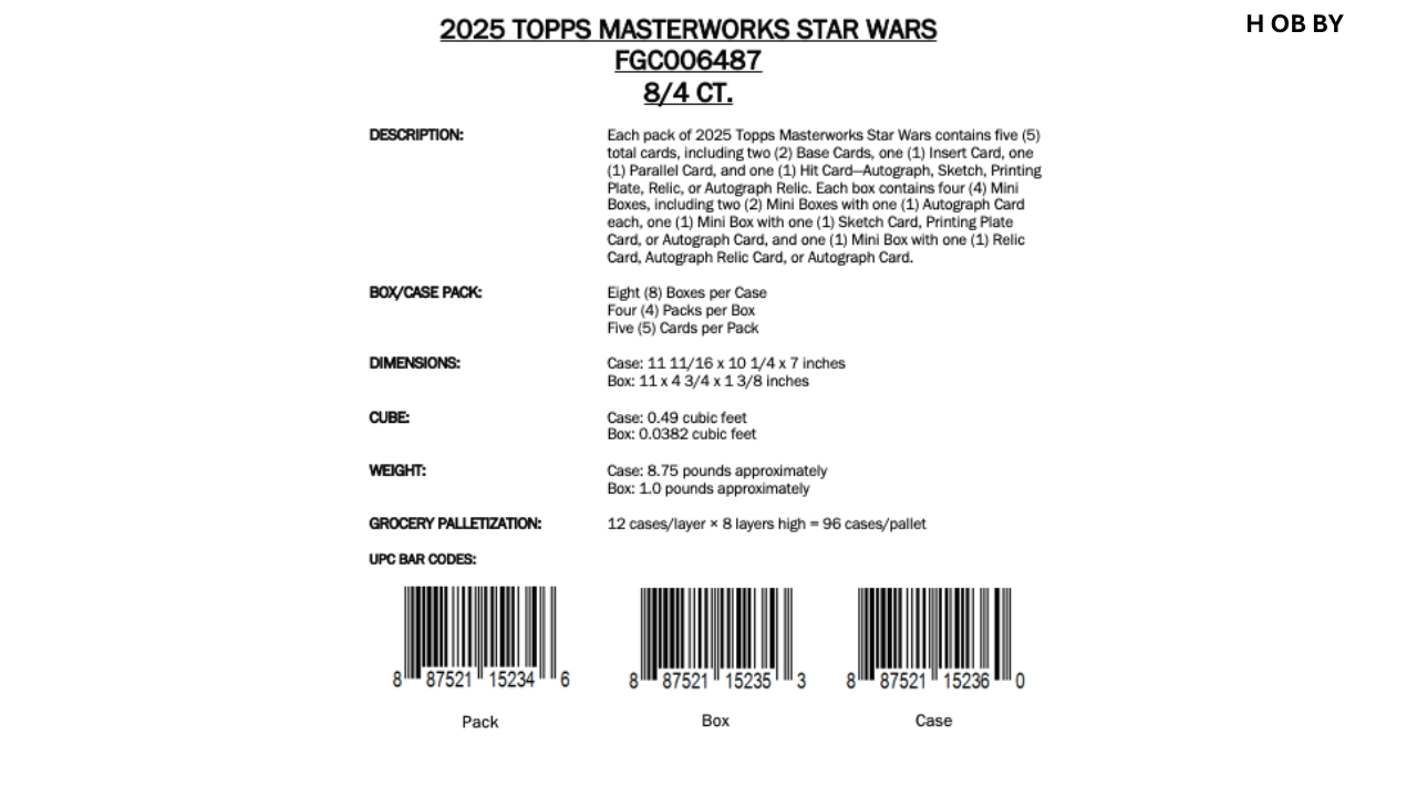 2025 Topps Star Wars Masterwork Hobby Box