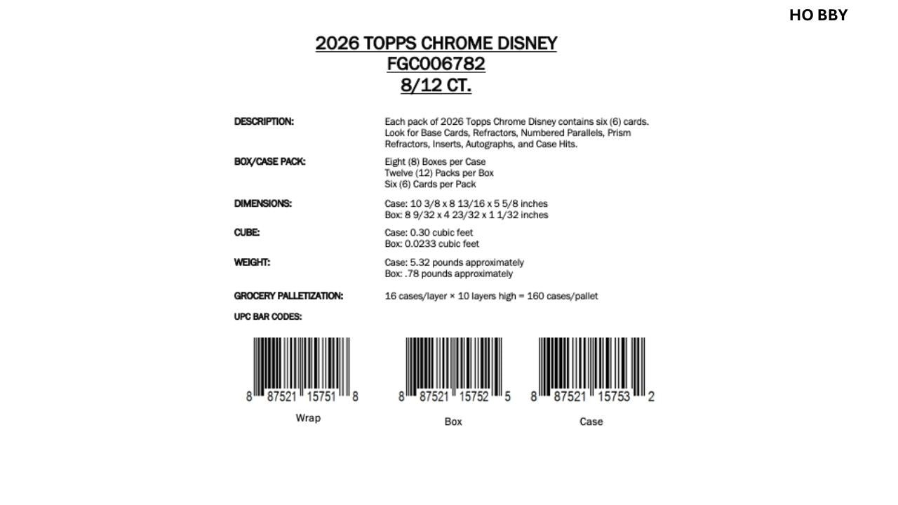 2026 Topps Chrome Disney Hobby Box