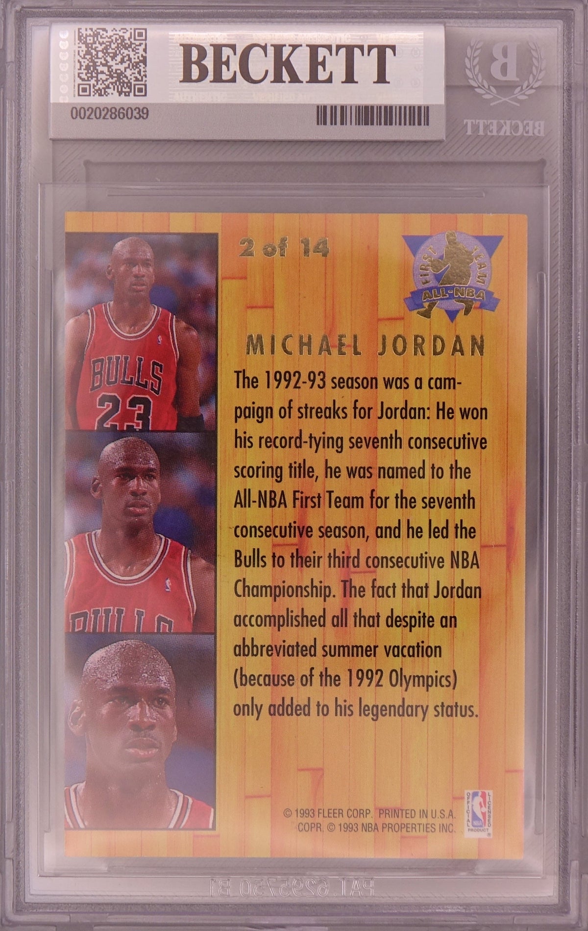 1993-94 Fleer Ultra All-NBA Team Michael Jordan #2 BGS 8.5
