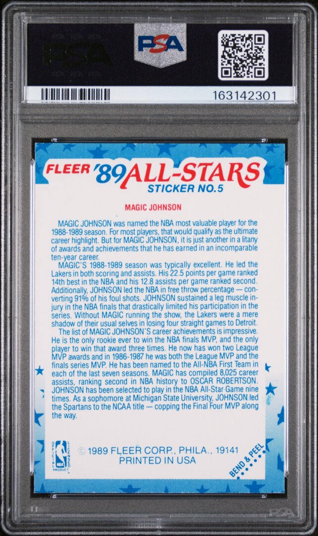 1989 Fleer Sticker Magic Johnson PSA 7 #5