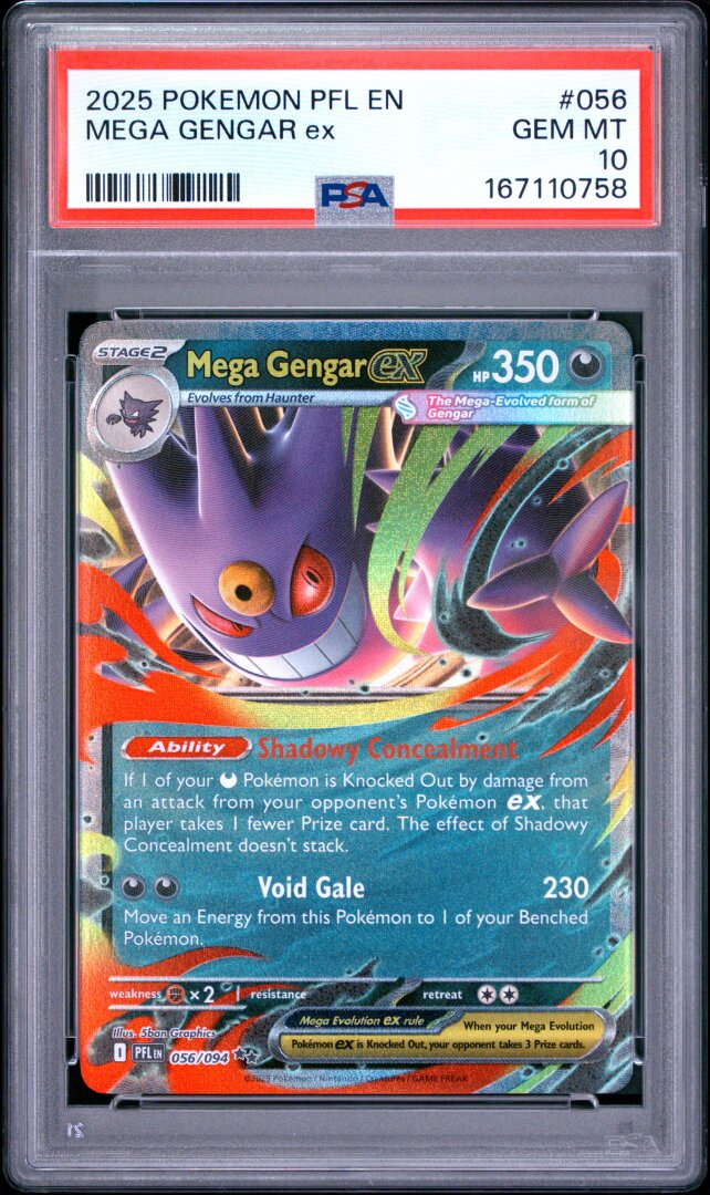 2025 Pokemon Pfl En-Phantasmal Flames Mega Gengar Ex PSA 10 #056