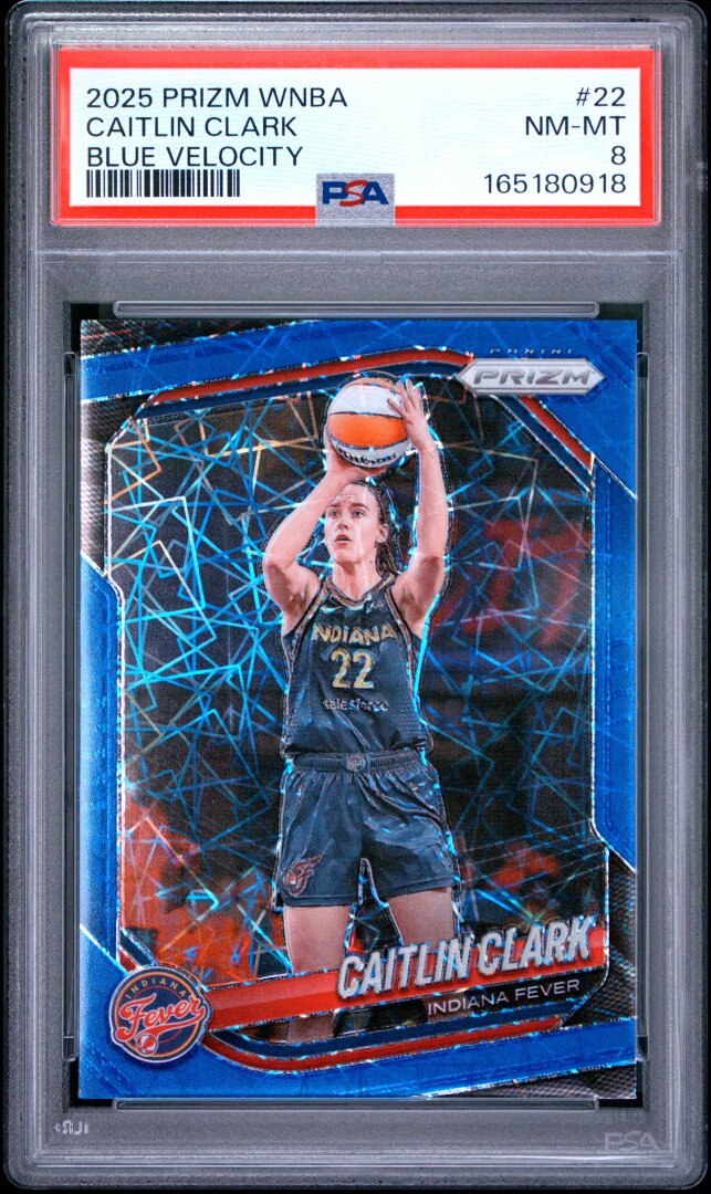 2025 Panini Prizm WNBA Caitlin Clark Blue Velocity PSA 8 #22