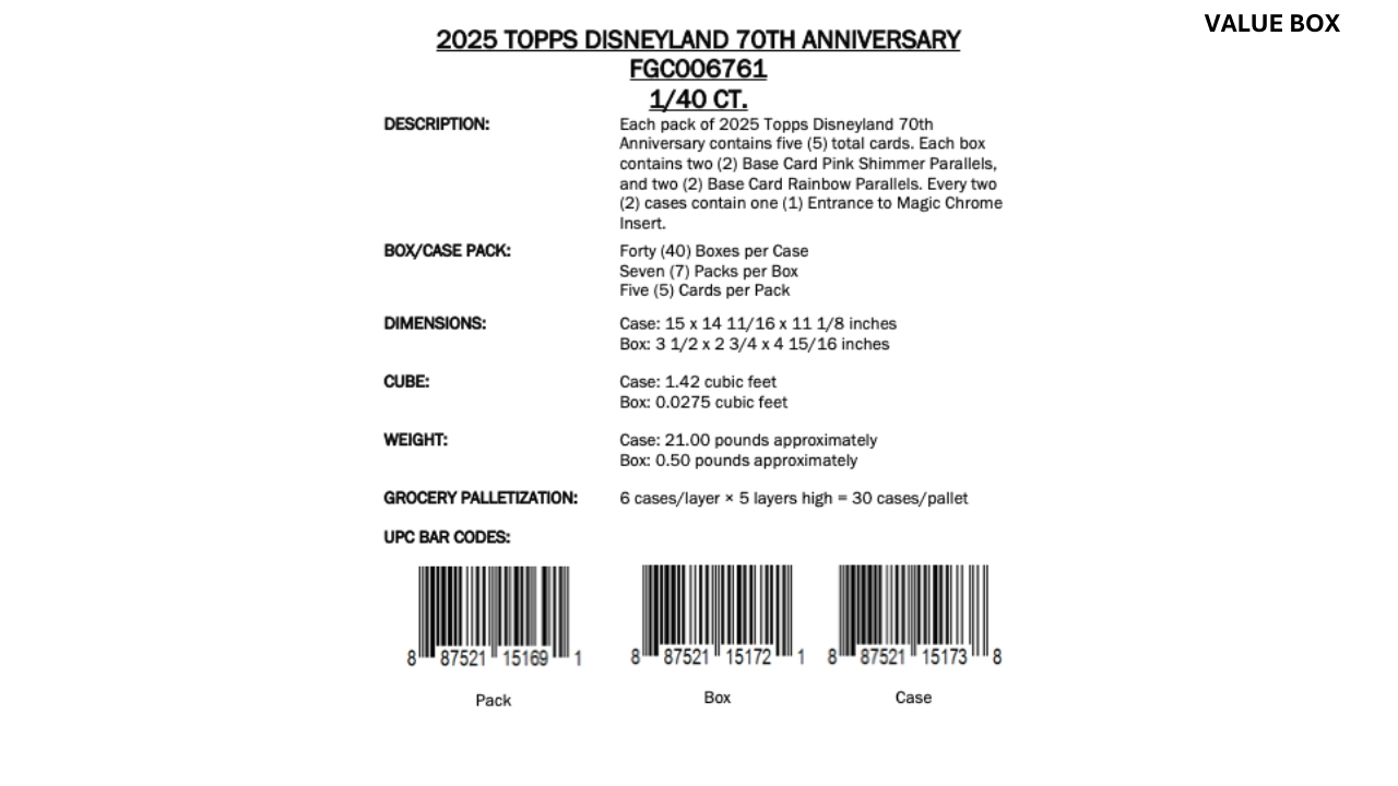 2025 Topps Disneyland 70th Anniversary Blaster Box