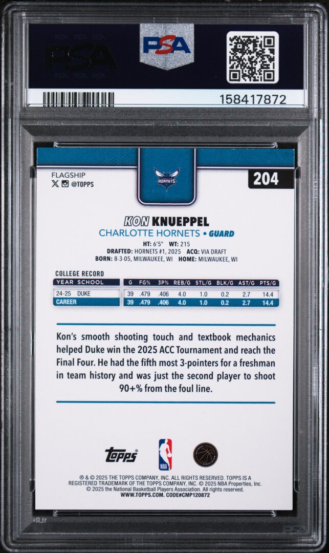 2025 Topps Kon Knueppel PSA 9 #204