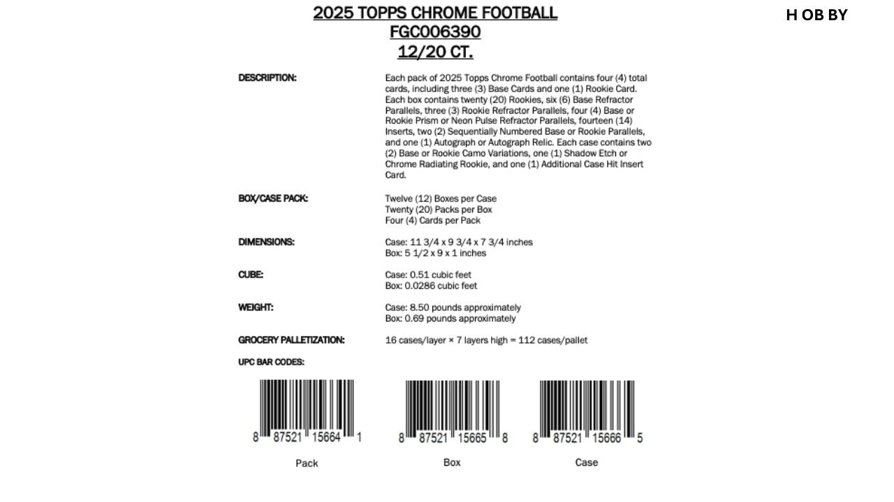2025 Topps Chrome Football Hobby Box