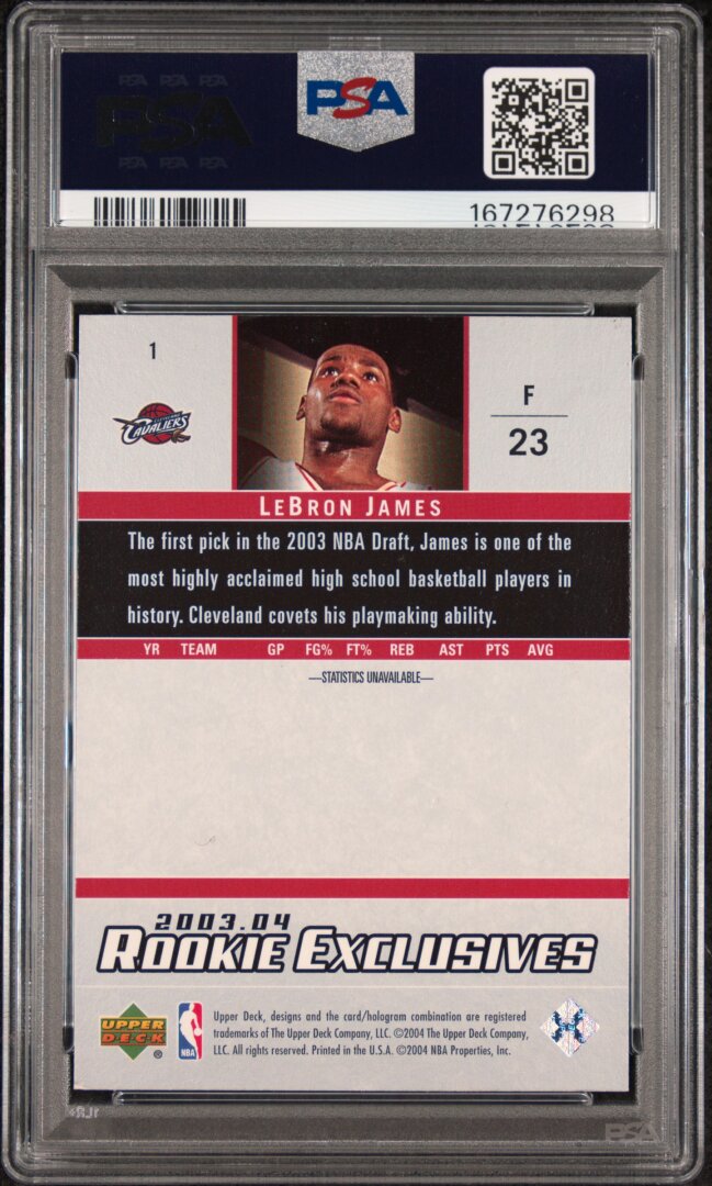 2003 Upper Deck Rookie Exclusives Lebron James Rookie Exclusives PSA 7 #1